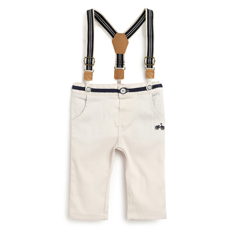 Boys Medium Natural Solid Long Trousers image number 0
